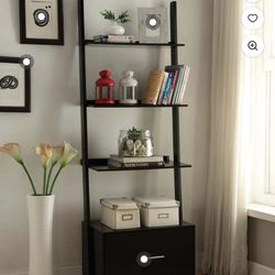Black Office Shelf With Drawer