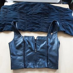 Bebe Tops Women's Sizes M The Leather Top Is New The Corset I just Used One Day 