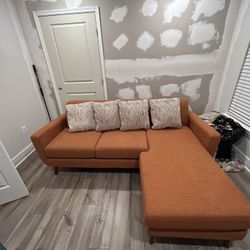 Orange Sofa With Chaise
