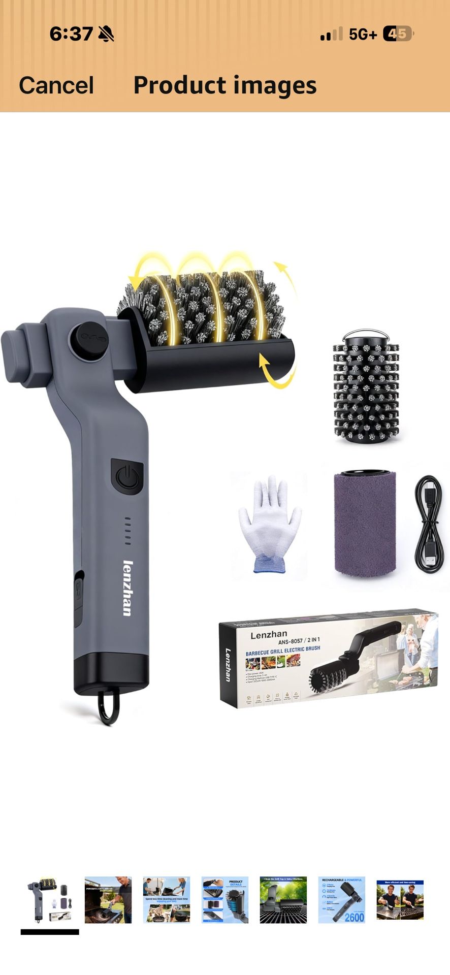 Cordless Electric Grill Brush with Adjustable Angle, 3-Speed Power Motor & Stainless Steel Head - Rechargeable, 90-Min Runtime, Waterproof Grill Clean