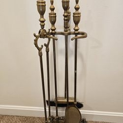 $125.00 - Antique Fireplace Tools & Stand, Italian Brass!  Great Condition/Lowest Price!