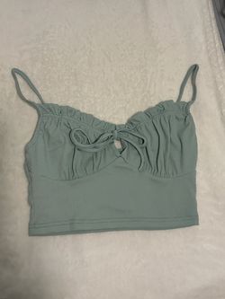 SHEIN Sage/Mint Green Cami Crop Top w/ Bow Detail - Size S