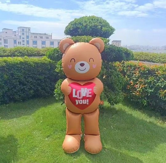 Valentines Day Large Size Bear With Heart Standing Inflatable Balloon ...