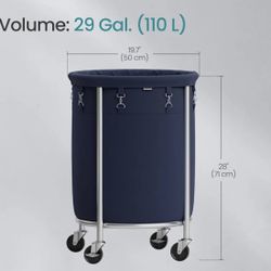 SONGMICS 29-Gallon (110 L) Laundry Basket w/ Wheels - Navy