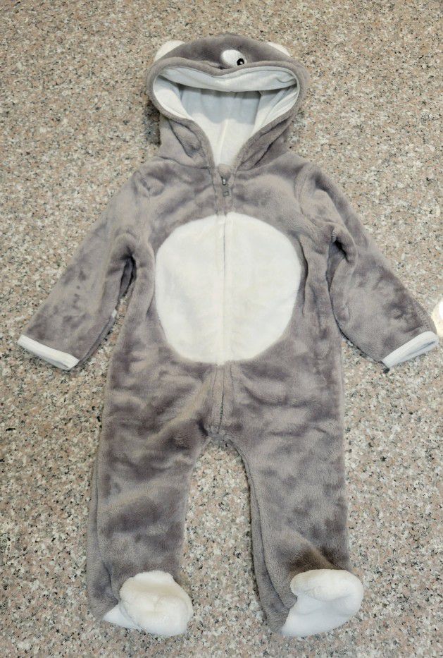 Baby Mack Hooded Animal Outfit Fleece Bodysuite Footed One-Piece 6-9 mon