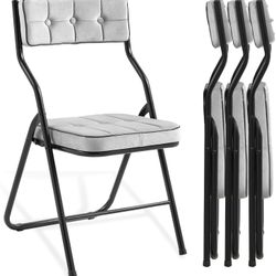 HOMEFUN Padded Folding Chairs 4 Pack - Foldable Dining Chair with Cushion, Portable and Assembled Extra Seat for Guests Kitchen Office Wedding Party G