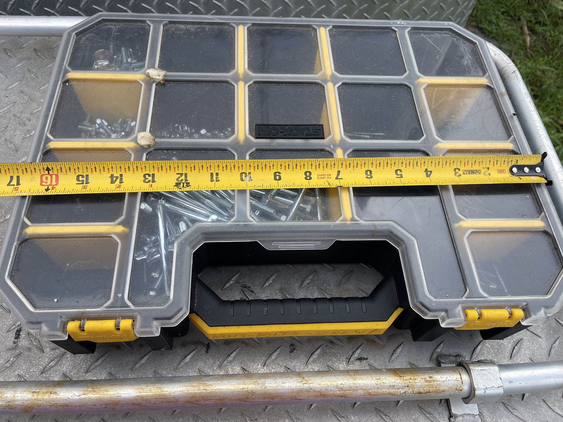Stack On Storage Container With Miscellaneous Bolts/Screws