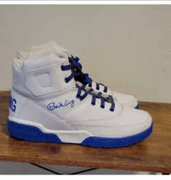 Patrick Ewing White and Blue High-Top Sneakers, SIZE 16, Like New