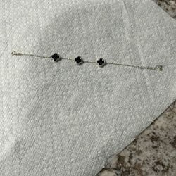 Silver And Onyx Charm Bracelet