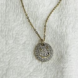 Gold Toned Sterling Silver Diamond Studded Necklace
