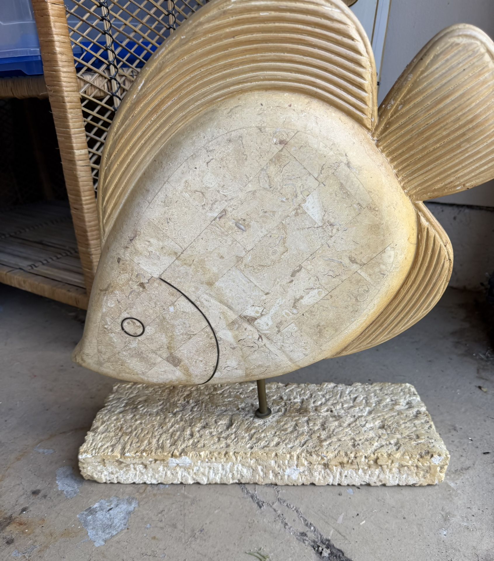 Very Large Table Top Stone Fish Statue From Wayfair