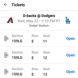4 Dodgers vs Diamondbacks Game Tickets