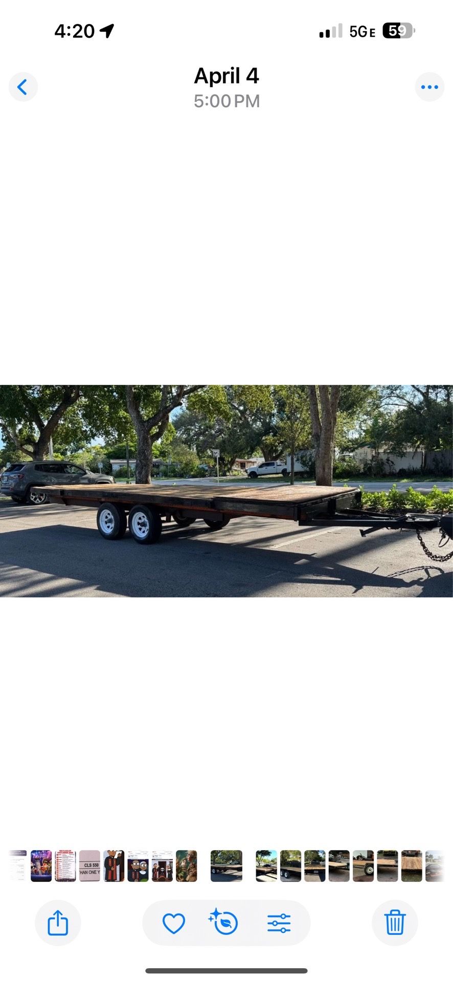 7 x 20 flat Deck Trailer $2000.00 or best offer