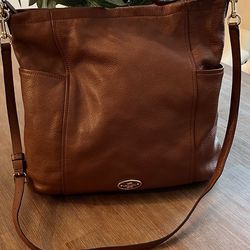 COACH Brown Leather Pebbled Leather Shoulder Hand Bag