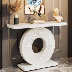 Tribesigns Modern Console Table with Geometric Base, 40 inch Wood Entryway Table Sofa Table Narrow Long, Contemporary Accent Table for Living Room, En