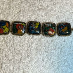 Large Square Millifiore Link Bracelet