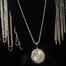 Original Silver Centenario With Rope Chain 