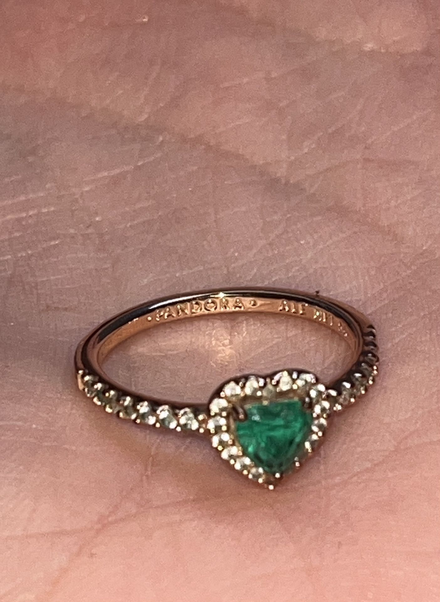 Sparkling Elevated Heart Ring 14k rose gold plating, pandora ring