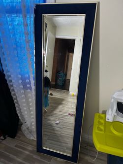 Mirror blue velvet framing