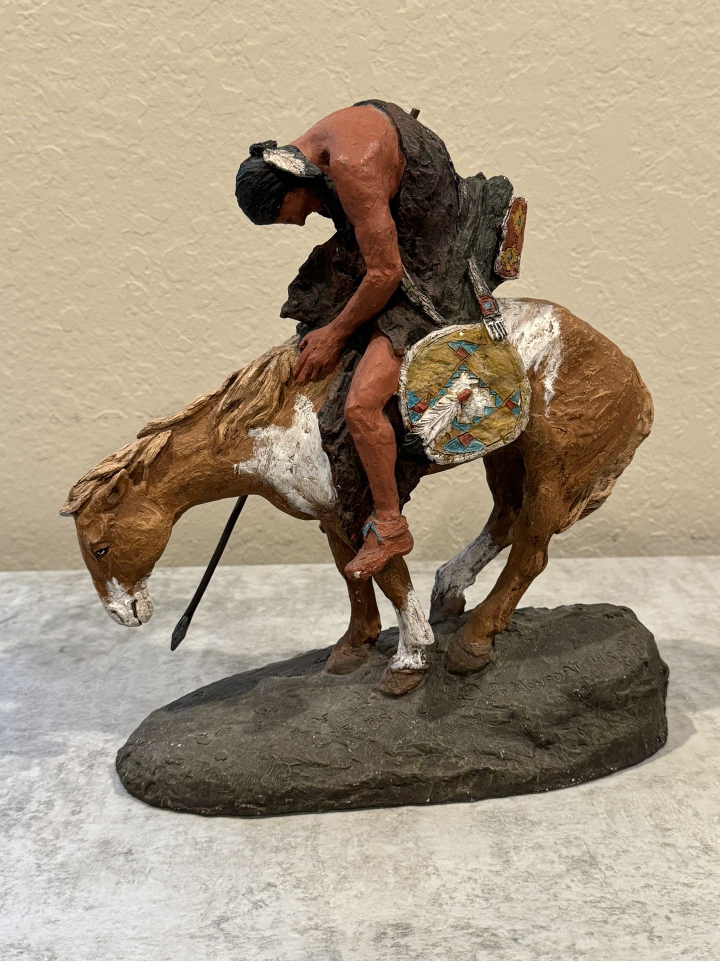 Listed Colorado Artist Daniel Monfort Western Sculpture "End of the Trail" 1982