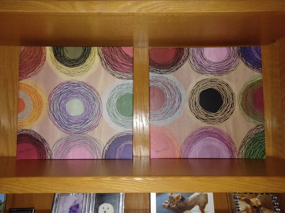 CANVAS ABSTRACT ART PICTURES PICTURE HOOK ON BACK 5.00 EACH