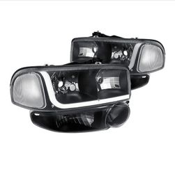 Drl Headlights Pair LED DRL Smoked Housing  For 00-07 GMC denali only 