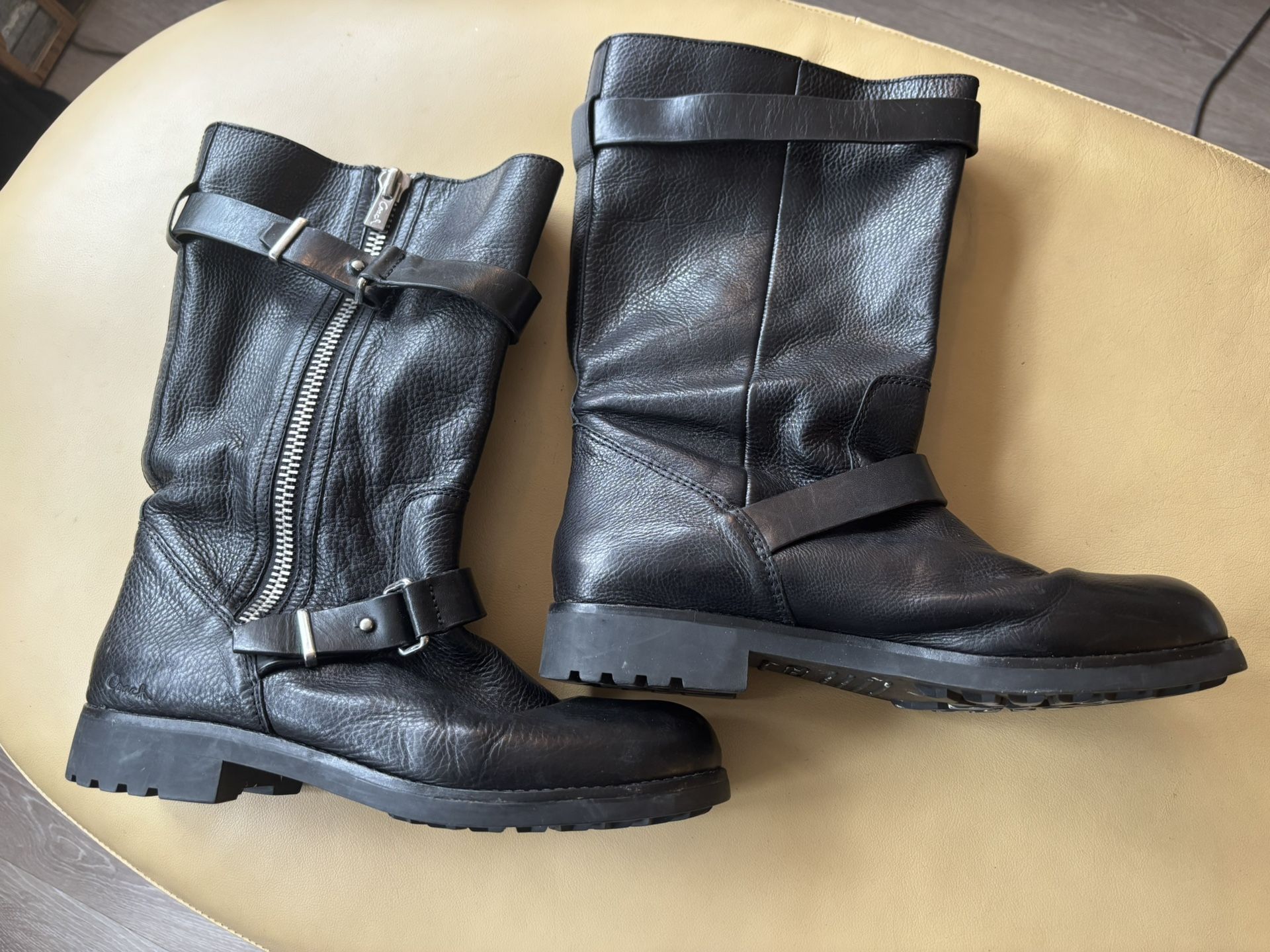Leather Coach Brand Motorcycle Boots 11B