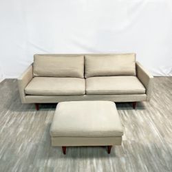 ( Delivery Available ) Room and Board Jasper Cream White Sofa with Ottoman