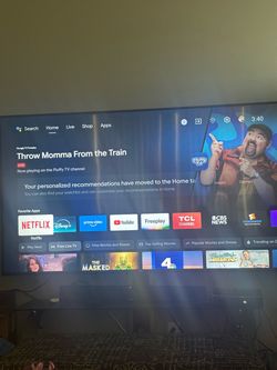 75 inch TCL TV with polk audio system and stand