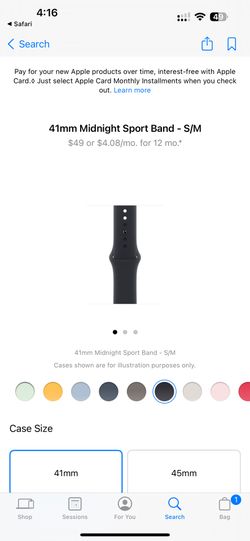 Apple IWatch 41mm Midnight Sport Band - Large