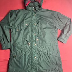 Vintage Eddie Bauer Jacket & Hoodie MensGreen Long Sz(M) Wool Lined Canvas Chore