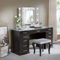 Hollywood Glam Obsidian Gray Finish Vanity Set