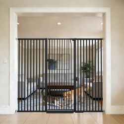 Extra Wide Black Metal Walk-Through Pet Gate