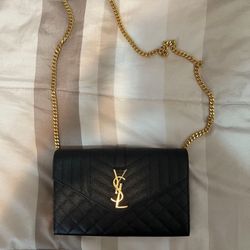 YSL Envelope Triquilt Chain Wallet 
