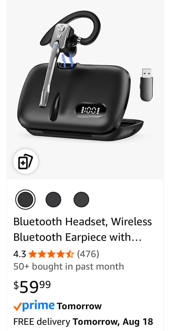 Bluetooth Wireless Headset, Hands free Calling, Multi-Device Pairing, Gunmetal/Dark Gray Color