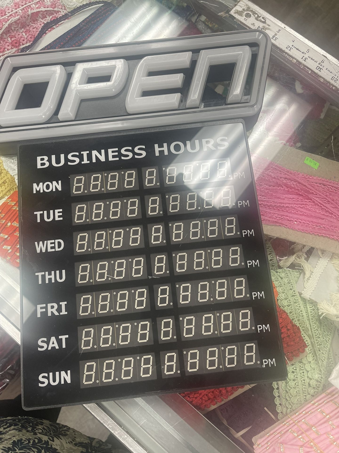 Open Sign With Business Hours