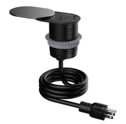 Open Box Link2Home 1-Power-Outlet Space Saver Grommet Socket USB A/C Port 3.1 Amp Splash Resistant in Stainless-Steel, Overload Protection