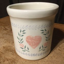 Vintage Crock Shop Santa Ana CA Pink Heart Flowers Blue Green Leaves