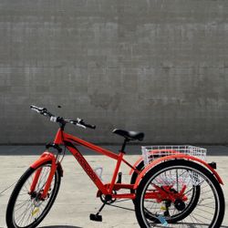 Brand New MOONCOOL Mountain 26” Wheel 7 Speed Tricycle With Basket
