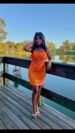 Orange corset homecoming dress