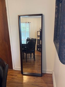 Full-Length Floor Mirror Dark Wood Frame