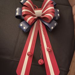 Lovely Americana Red, White, & Blue Bow Door Hanger 