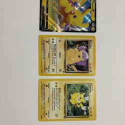 Pokémon Pikachu Card Bundle - 3 Unique Cards (Vintage & Modern) - NM