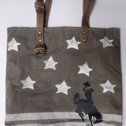 Myra Rodeo Cowboy Bucking Horse Stars Stripes Tote Bag Purse, Shoulder Bag.