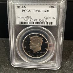 2003 S Gem Proof Kennedy Half Dollar Graded By PCGS At PR69 S-8