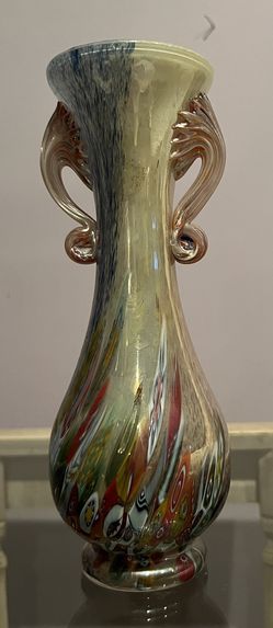 Vintage Glass Vase with Multi-Colored Swirls - Lost and Found