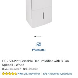 GE - 50-Pint Portable Dehumidifier - White $175
