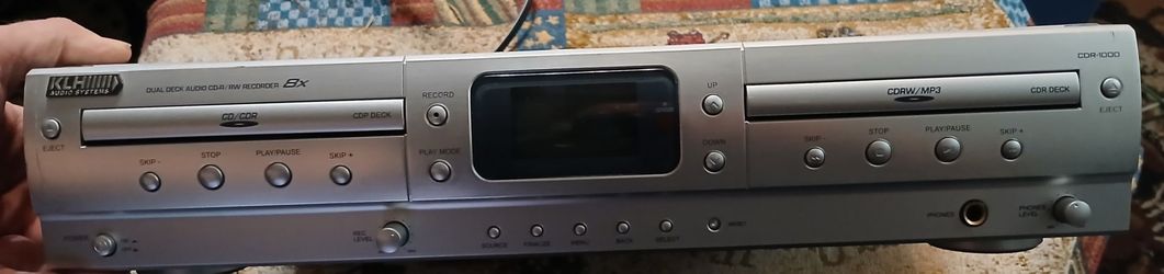 KLH CDR-1000 Dual Deck Audio Cd-R/RW CDR/MP3/CDRW Recorder. No Remote.
