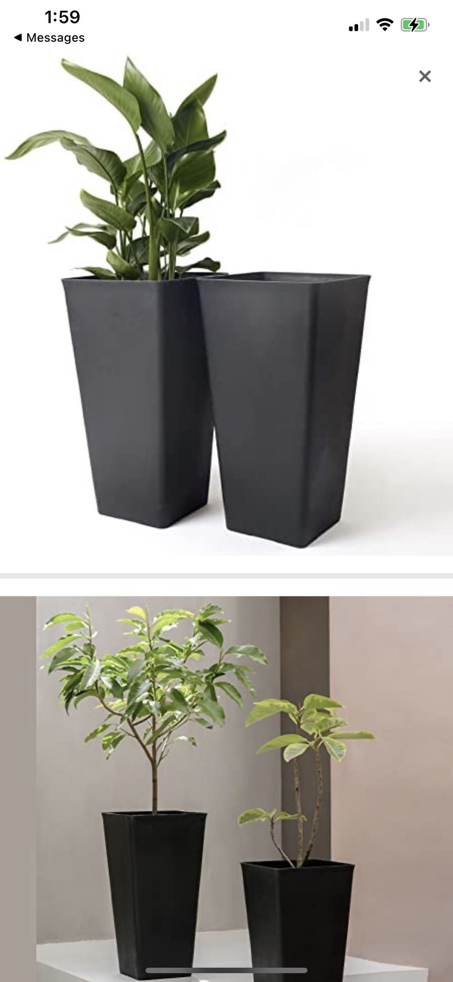 La Jolie Muse Tall Planters 26 Inch, Flower Pot Pack 2, Patio Deck Indoor Outdoor Garden Tree Planters, Black