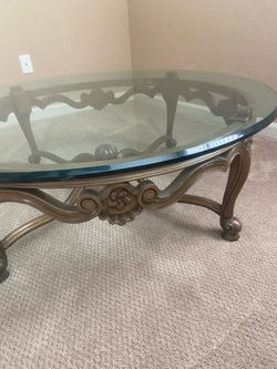 Coffee table with beveled one inch glass